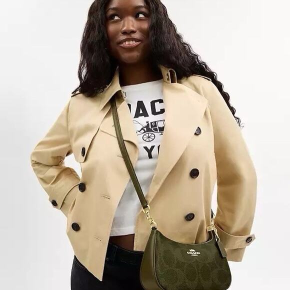 NWT Coach Outlet Teri Shoulder Bag Signature Canvas CAL51 IMOLV Olive - Picture 9 of 12